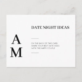Modern Date Night Ideas Bröllopskort Vykort