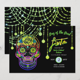 Modern Day of the dead Fiesta Inbjudningskort Suga
