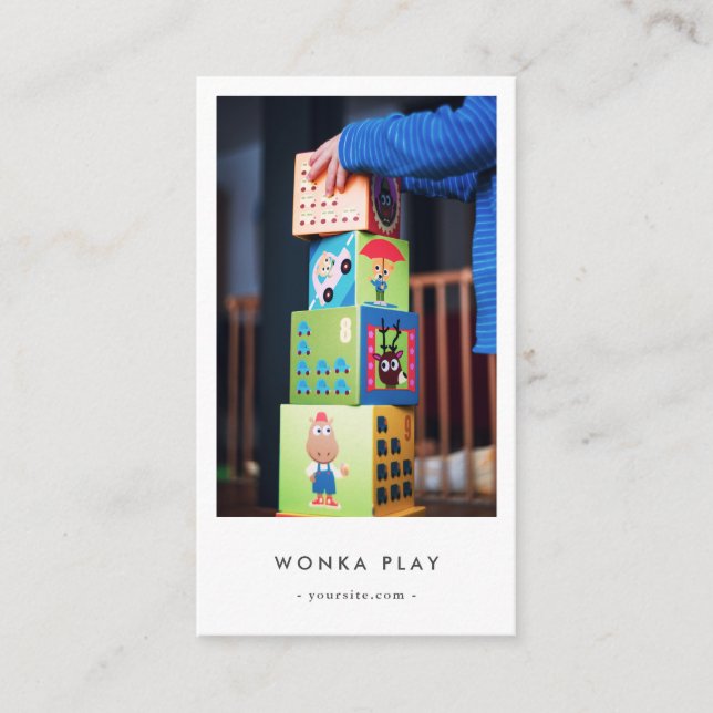 Modern Daycare Babywatch Monogram Nursery Visitkort (Framsida)