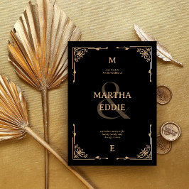 Modern Deco | Black and Gold Photo Back Wedding Spara Datumet