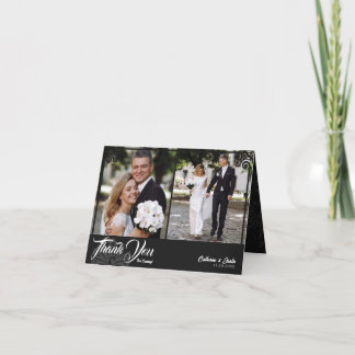 Modern Deco Black Peacock 2-foto Bröllop-mapp Tack Kort