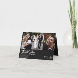 Modern Deco Black Peacock 3 Photo Bröllop Folkad Tack Kort