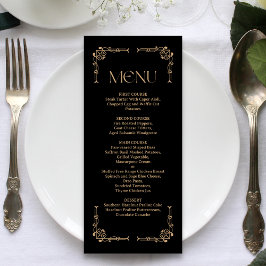 Modern Deco | Elegant Black and Gold Wedding Meny