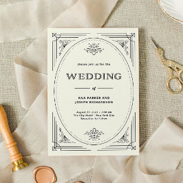 Modern Deco | Elegant Black och Elfenbenskusten Br Inbjudningar