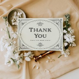 Modern Deco | Elegant Black och Elfenbenskusten Br Tack Kort