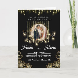 Modern Deco Elegant Black och guld Bröllop inbjude Inbjudan