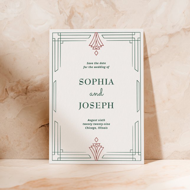 Modern Deco | Elegant julbröllop Spara Datumet (Skapare uppladdad)