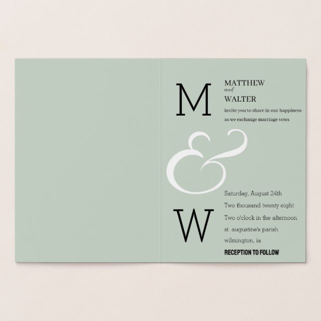 Modern deco Elegant Romantik bröllopsinbjudan Folierat Kort (Insida)