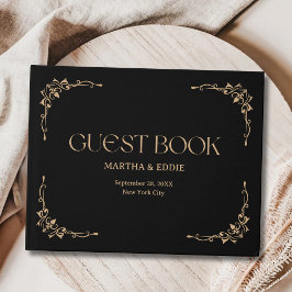 Modern Deco | Elegant Svart och Guld Bröllop Gästböcker