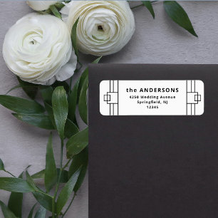 Modern Deco Elegant Svartvitt Returadress Etikett