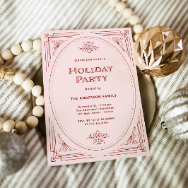 Modern Deco | Elegantens Rosa och Röda Julfesten Inbjudningar