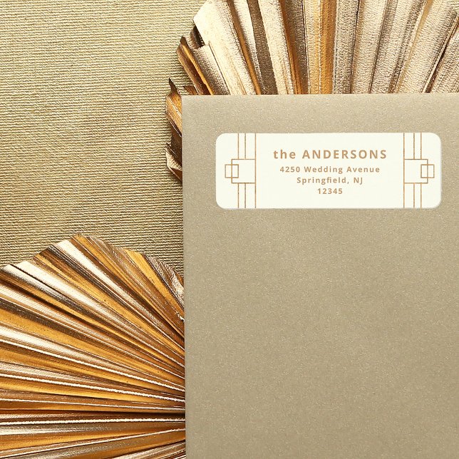 Modern Deco | Elfenbenskusten och Faux Guld Retura Returadress Etikett (Skapare uppladdad)