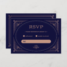 Modern Deco | Faux Ro Guld och Navy Blue Bröllop