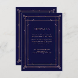 Modern Deco Ro Guld | Uppgifter om marinens Bröllo Tilläggskort