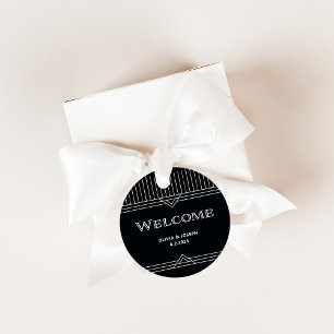 Modern Deco Välkomsthälsning för Onyx Black and Gåvor Etiketter