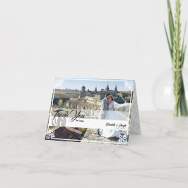 Modern Deco White Svan Photo Bröllop-mappad Tack Kort