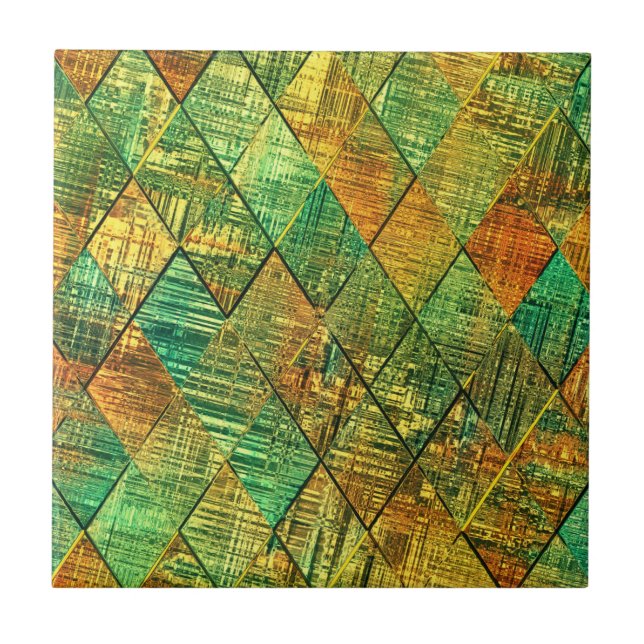 Modern Decorative Geometric Stained Glass Kakelplatta (Framsidan)