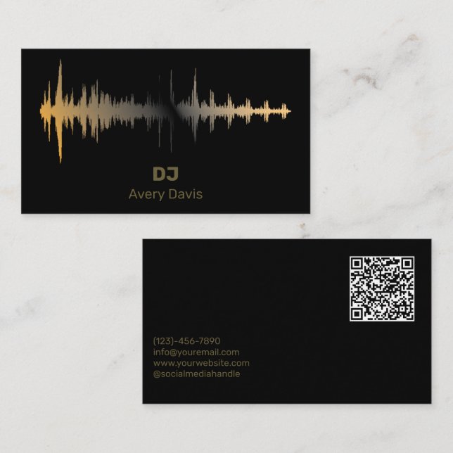 Modern Deejay DJ-musik Beat Professional QR-kod Visitkort (Fram/baksida)