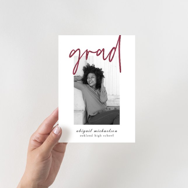 Modern Deep Berry Photo Studentfest Inbjudningar (Skapare uppladdad)