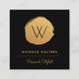 Modern Deep Black Faux Foil Circle GULD GULD Fyrkantigt Visitkort