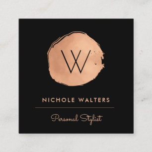 Modern Deep Black Faux Foil Circle RO GULD Fyrkantigt Visitkort
