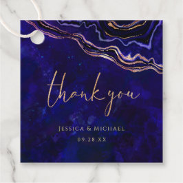 Modern Deep Blue Geode Calligraphy Bröllop Gåvor Etiketter