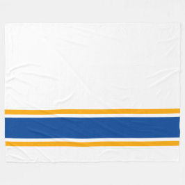 Modern Deep Blue Gult Tävla Rand on White Fleecefilt