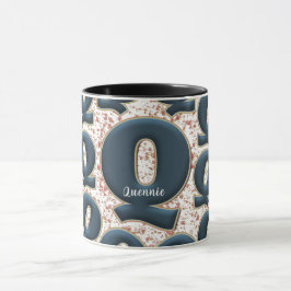 Modern Deep Blue Monogram Customized Namn Cute Mugg