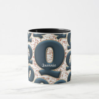 Modern Deep Blue Monogram Customized Namn Cute Mugg