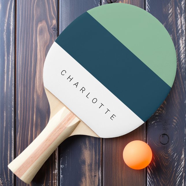 Modern Deep Blue Three Tone med Namn Pingisracket (Skapare uppladdad)