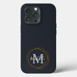 Modern Deep Grått/Black och Guld Monogram