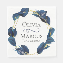 Modern Deep Indigo Blue och Guld Ram Pappersservett