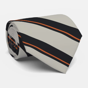 Modern Deep Navy Orange Red Silver Grått Rand Slips