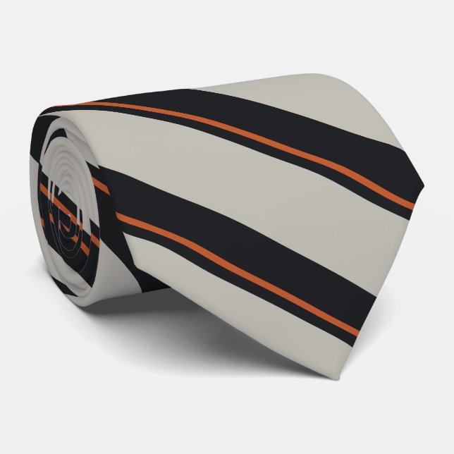 Modern Deep Navy Orange Red Silver Grått Rand Slips (Rullad)