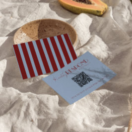 Modern Deep Red Blue QR Code Fancy Wedding OSA Kort