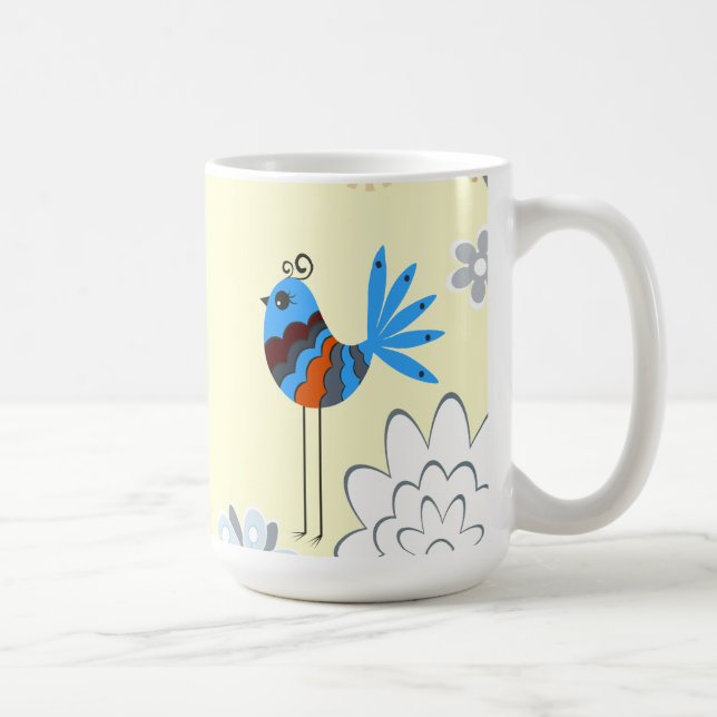 Modern dekorativ blå fågel kaffemugg (Höger)