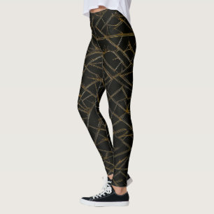 Modern dekorativ dekorativ Guld Thin Linjer Abstra Leggings