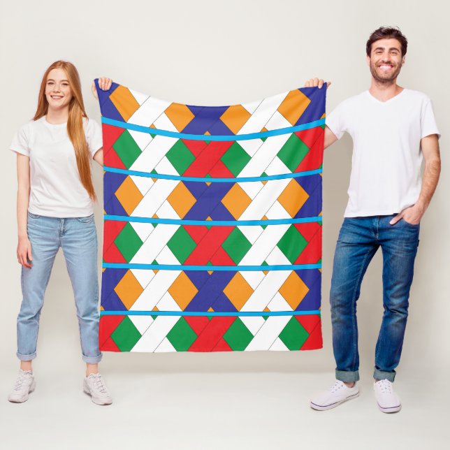 Modern dekorativ färgfull geometrisk Mönster Fleecefilt (På plats)