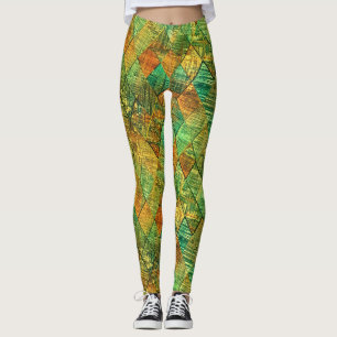 Modern dekorativ geometrisk glasmålning leggings