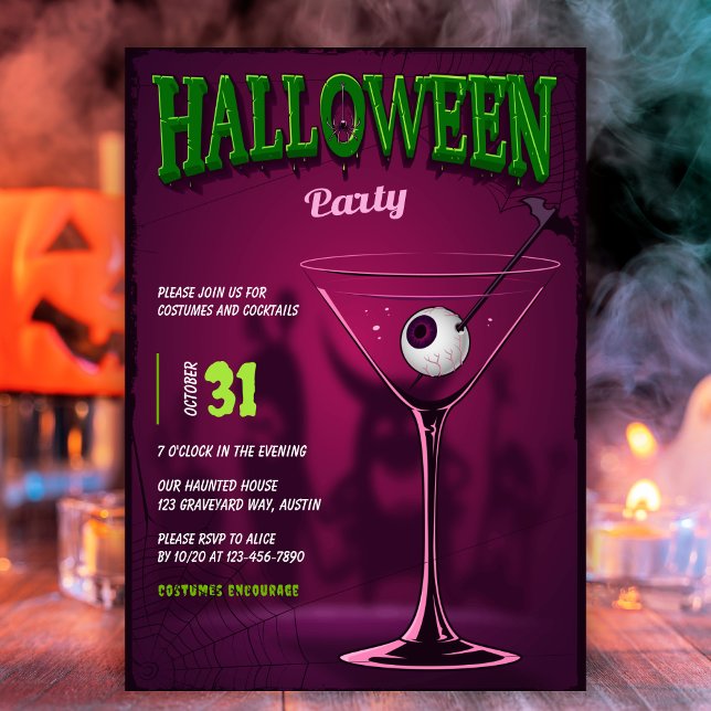 Modern dektaculär Vuxen Halloween Cocktail Party Inbjudningar (Skapare uppladdad)