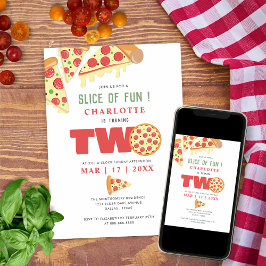 Modern del av Roligt 2:a födelsedagen Pizza Party  Inbjudningar