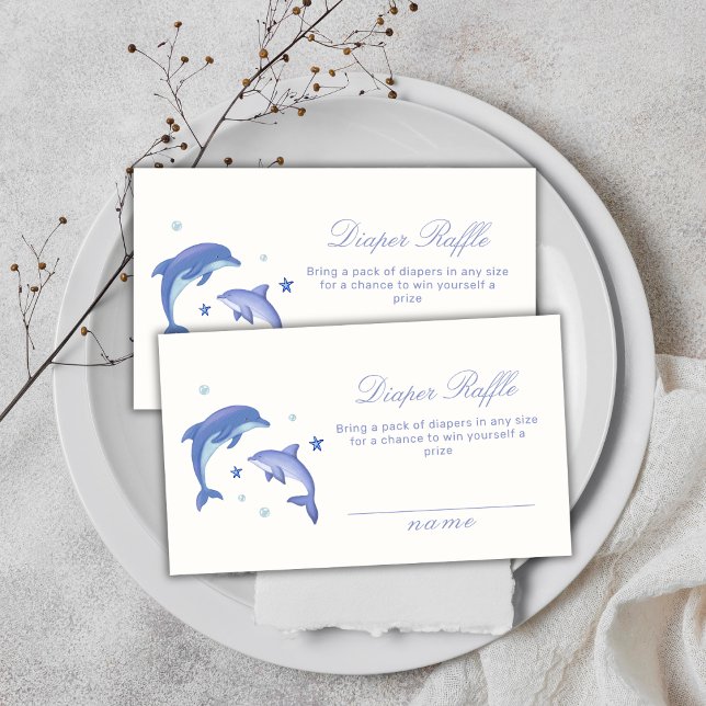 Modern delfinstapel Diaper Raffle Baby Shower Tilläggskort (Modern Dolphin Stars Diaper Raffle Baby Shower Enclosure Card)