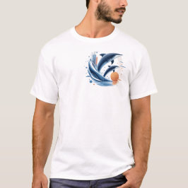 Modern delfinvåg – Futuristisk havskonst | Färg T Shirt