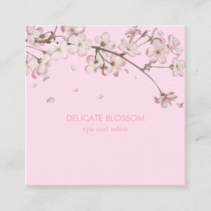 Modern delikat blomning blomster rosa fyrkantigt visitkort