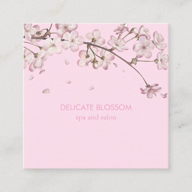 Modern delikat blomning blomster rosa fyrkantigt visitkort (Framsida)