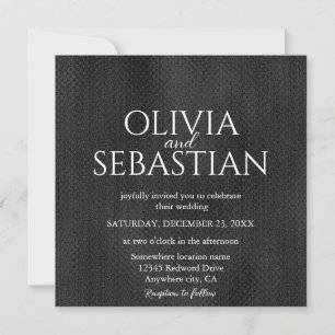 Modern delikat svart, minimalistiskt texturerat Br Inbjudningar