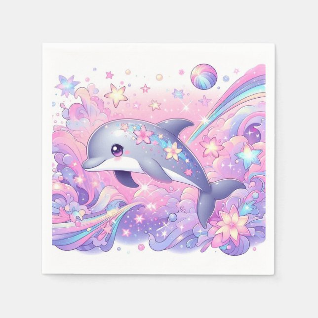 Modern delphin Baby Shower Pappersservett (Framsidan)