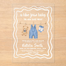 Modern Denim Blå Jean Baby Shower