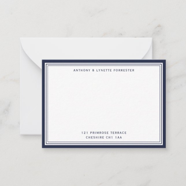 Modern Denim Blue Gräns Namn & Adress Note Card Anteckningskort (Framsida)