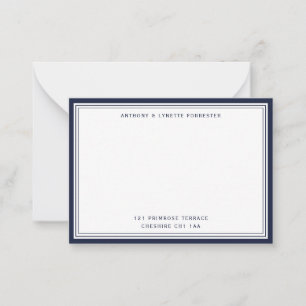 Modern Denim Blue Gräns Namn & Adress Note Card Anteckningskort